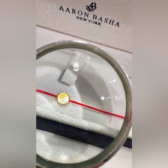 AARON BASHA | Solid 18k Yellow Gold Blue Evil Eye Red Cord Bracelet - Picture 5 of 6